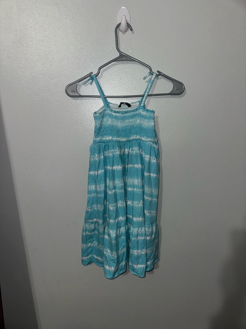 Girls' Aqua Tie-Dye Smocked Sundress